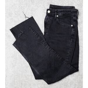 H&M Denim Slim Straight Regular Fit High Waist Black Jeans Womens Size 8 NWOT
